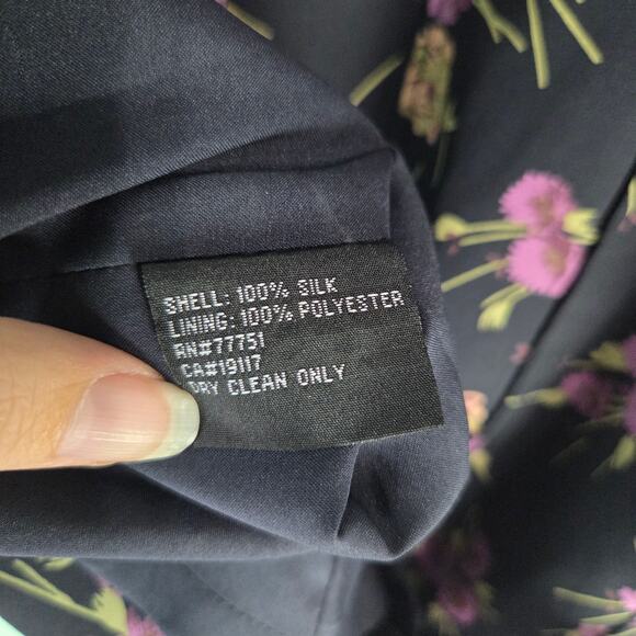 Vintage Y2K Betsey Johnson 8 Silk Cocktail Black Floral Purple Dress Coquette - Picture 7 of 7